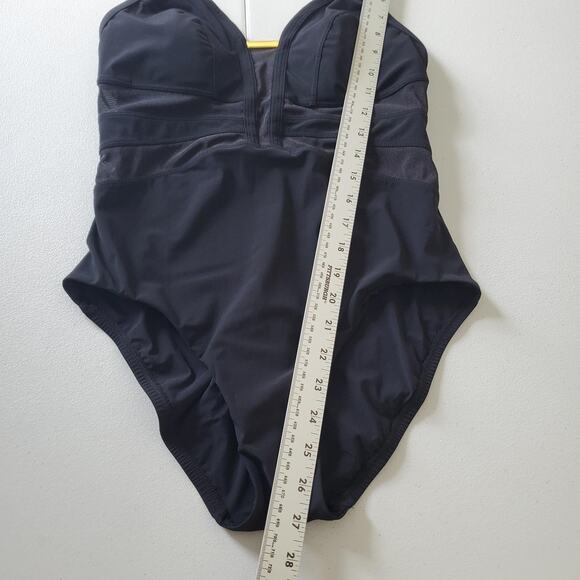 Amoressa Swimsuit Womens 8 One Piece Plunge Mesh Panel Adjustable Straps Bathing - Picture 4 of 10